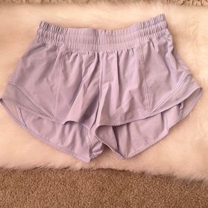 Lulu lemon hotty hot shorts size six. The color is a pale periwinkle color.